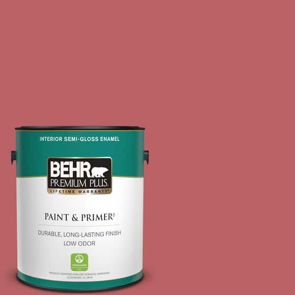 BEHR PREMIUM PLUS 1 gal. #150D-6 Strawberry Rhubarb Semi-Gloss Enamel Low Odor Interior Paint & Primer