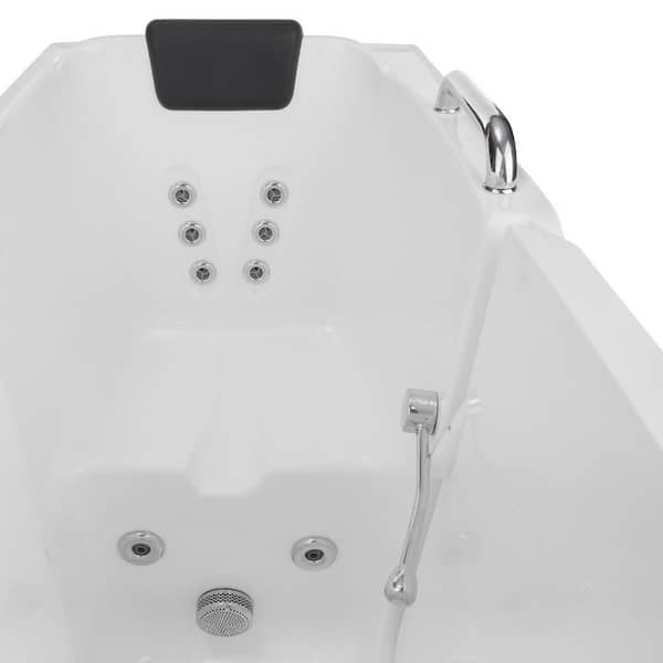 Swcorp 2753FLWL Left Drain Fully Loaded Walk-In Bathtub with Air Jets & Whirlpool Massage Jets Hot Tub, White