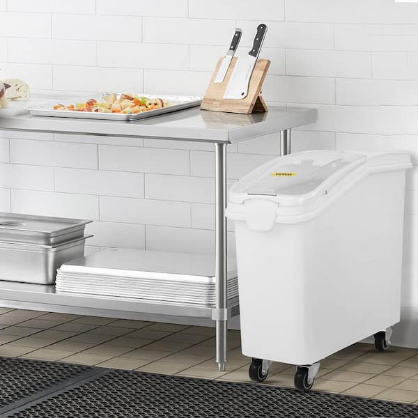 21 Gal. Ingredient Bin with Scoop 400 Cup Ingredient Bin with Sliding Lid Commercial Food Storage for Kitchen,White