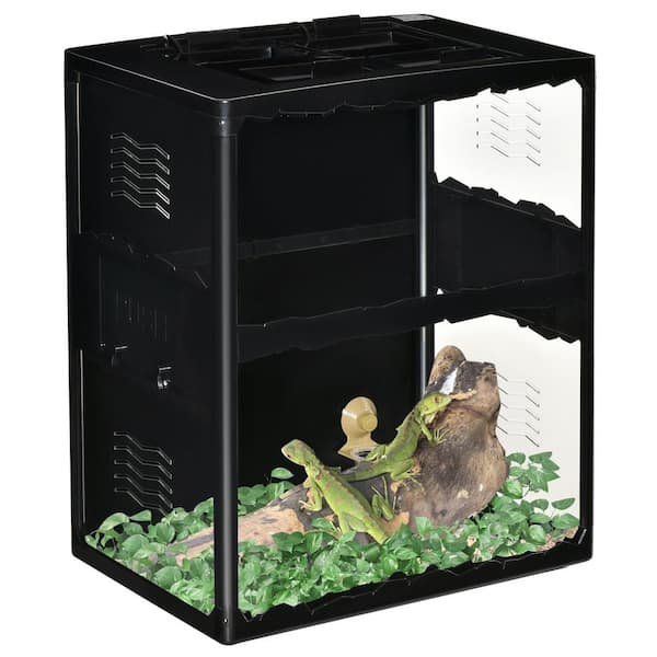 PawHut 23.5 in. x 16 in. x 28 in. Glass Terrarium Tank for Lizards, Chameleon, Tortoise