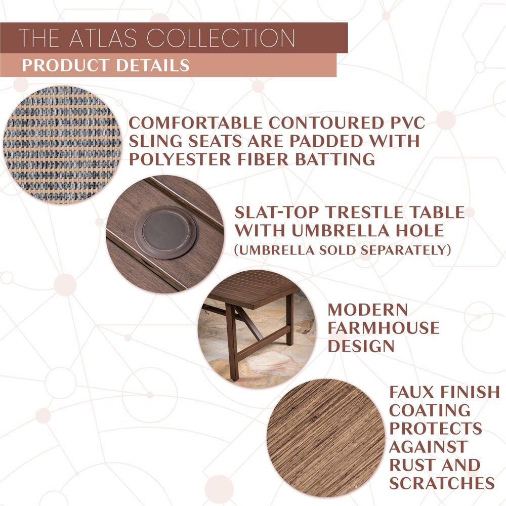 Atlas 7-Piece Modern Farmhouse Outdoor Dining Set with Swivel Rockers