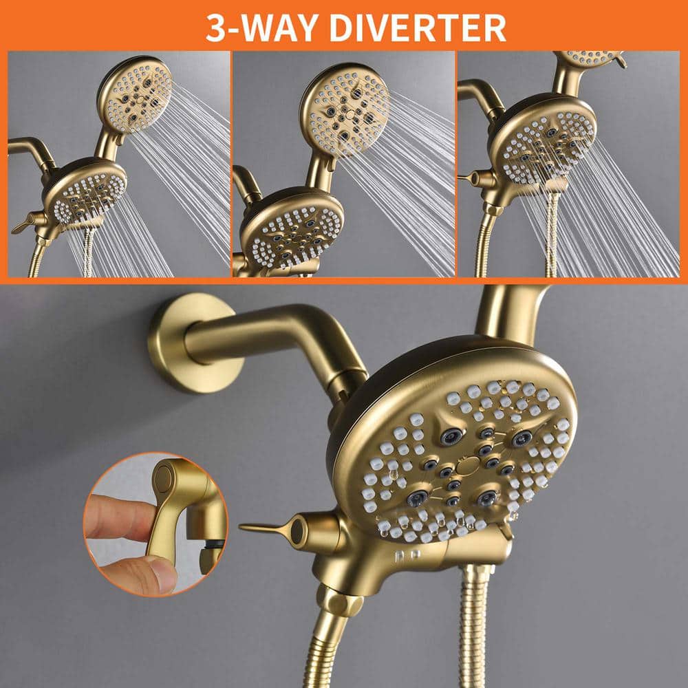 Brushed Gold Dual Shower Head and Handheld Combo Set