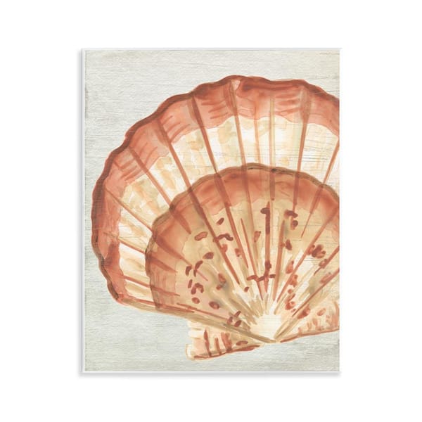 Stupell Industries Clam Shell in Beige by June Erica Vess Unframed Coastal Graphic Art Print 14 in. x 11 in.