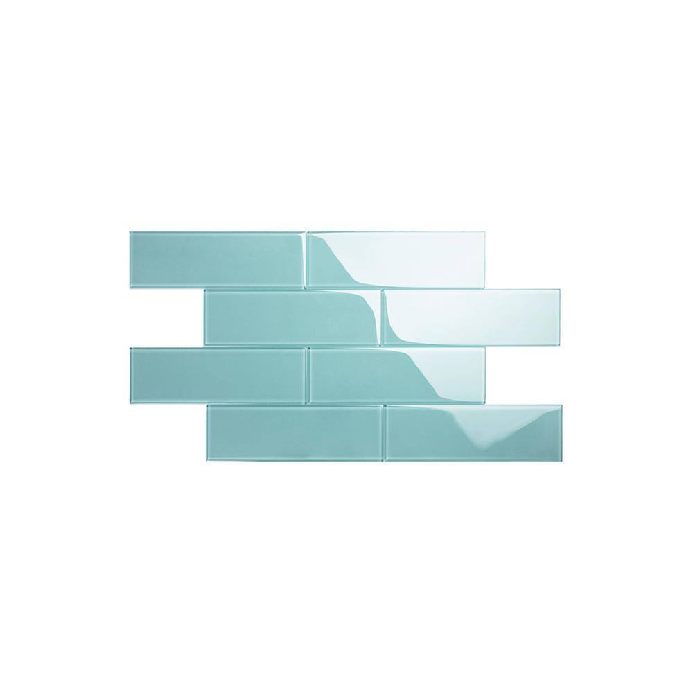 Teal 12" x 4" Glass Subway Tile for Bathroom and Kitchen