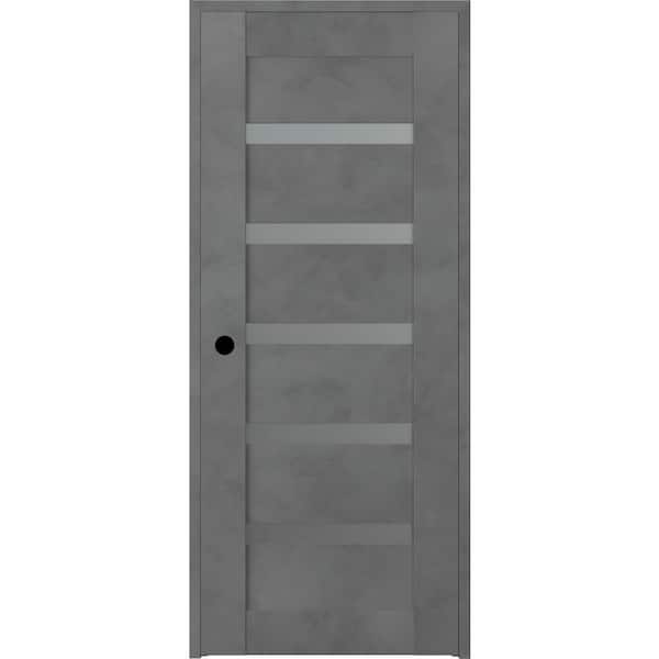 Belldinni Vona 07-04 32 in. x 80 in. Right-Hand 5-Lite Frosted Glass Solid Core Dark Urban Wood Single Prehung Interior Door