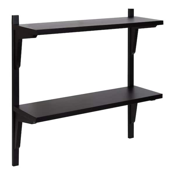 Kate and Laurel Meridien 8.00 in. x 24.00 in. Black Wood Floating Decorative Wall Shelf