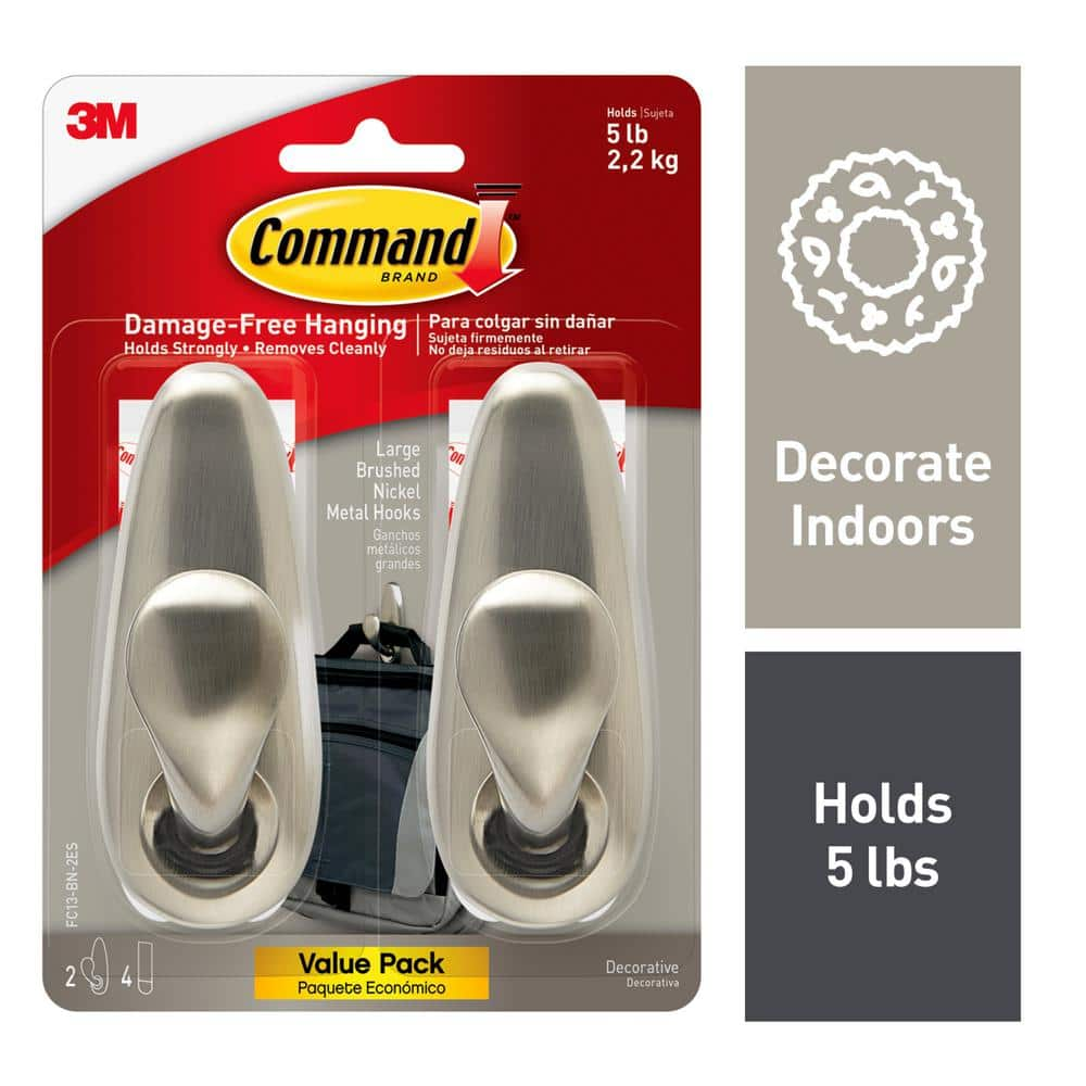 Command White Curtain Rod Hooks, 2 Hooks, 4 Adhesive Strips