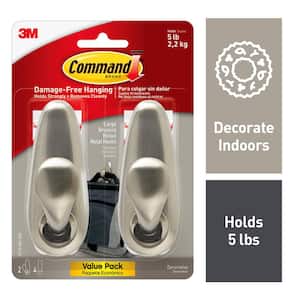 Command 5 lbs. Large Metallic Bronze Outdoor Designer Hook (2-Pack) (2 Hooks,  4 Water Resistant Strips) 17083BZ-AWES - The Home Depot