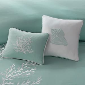 Coastline Aqua 12 in. X 16 in. Oblong Throw Pillow