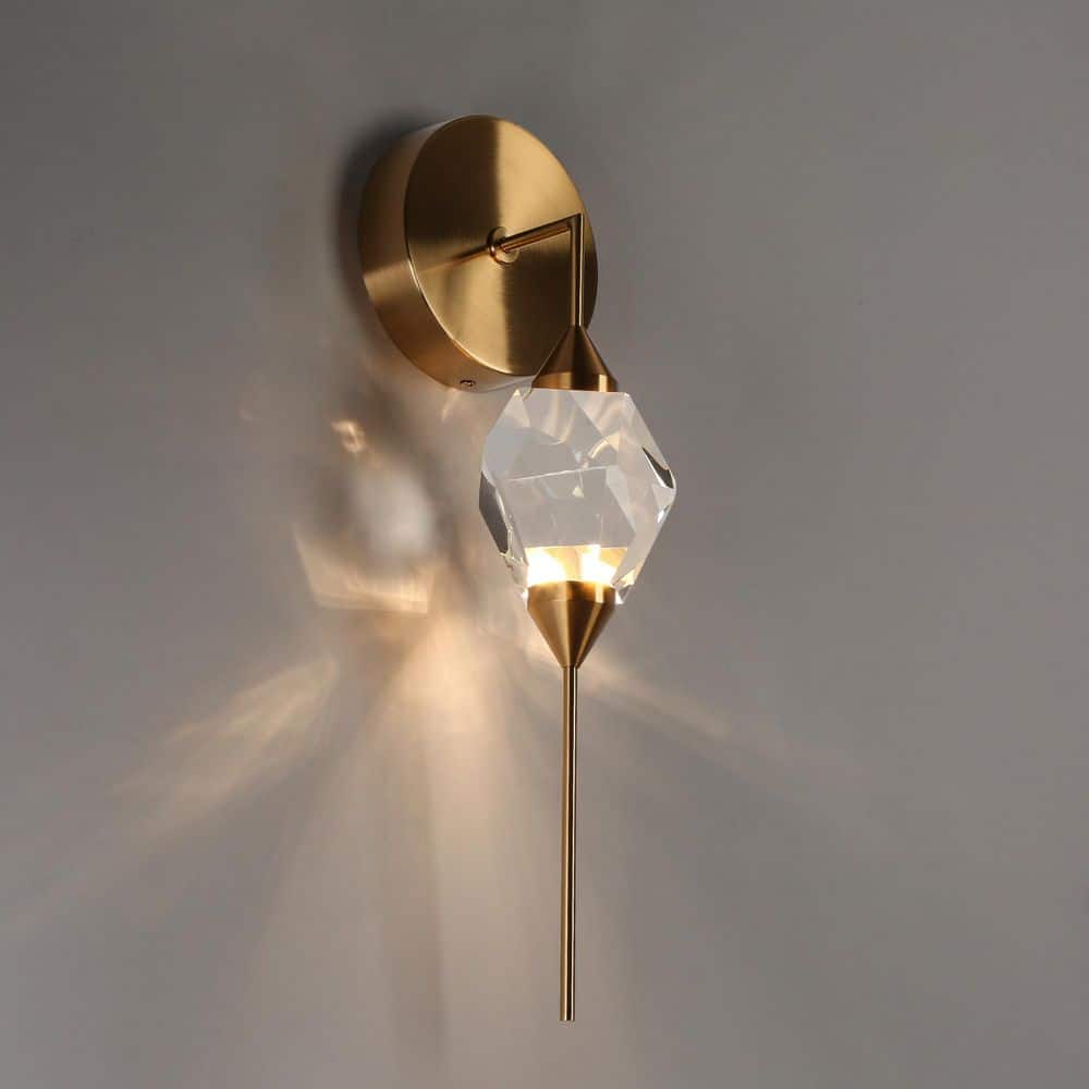 Vintage Wall Sconce Lamp - Matte Brass With Flower Glass Shade For Bedroom & Living Room