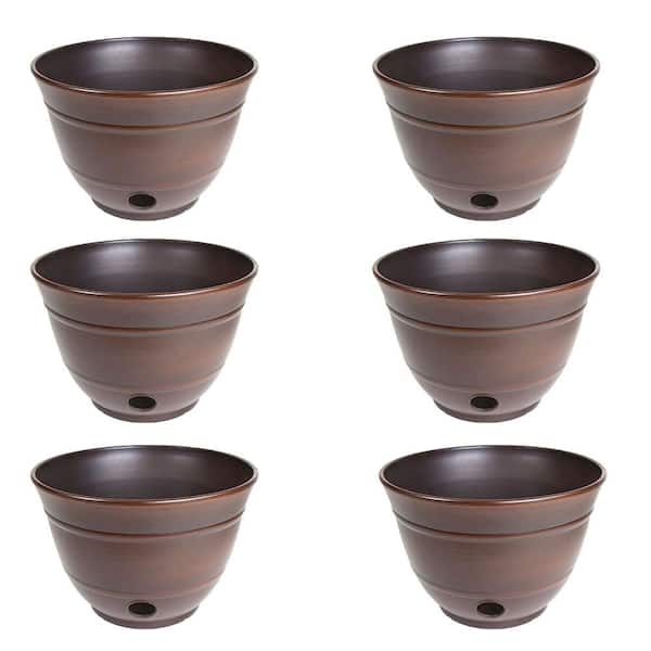 LIBERTY GARDEN Banded High Density Resin Hose Holder Pot with Drainage