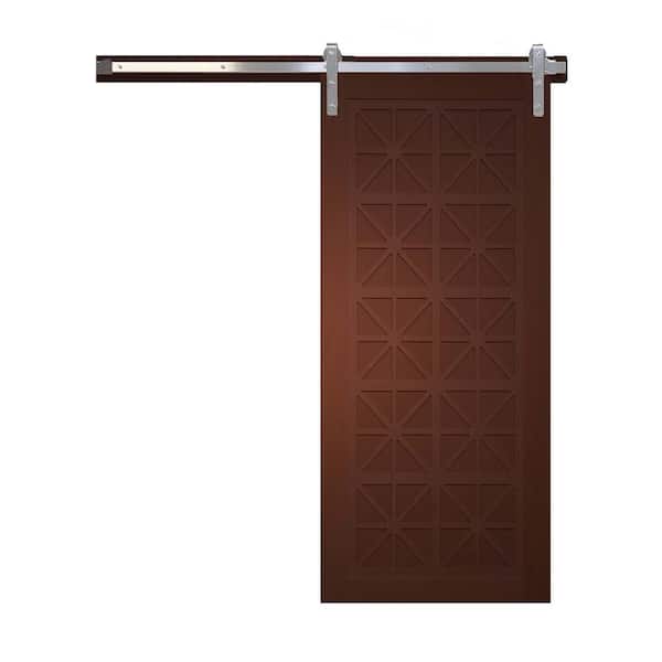 VeryCustom 30 in. x 84 in. Lucy in the Sky Terrace Wood Sliding Barn Door with Hardware Kit in Stainless Steel
