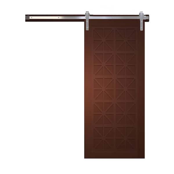 VeryCustom 42 in. x 84 in. Lucy in the Sky Terrace Wood Sliding Barn Door with Hardware Kit in Stainless Steel