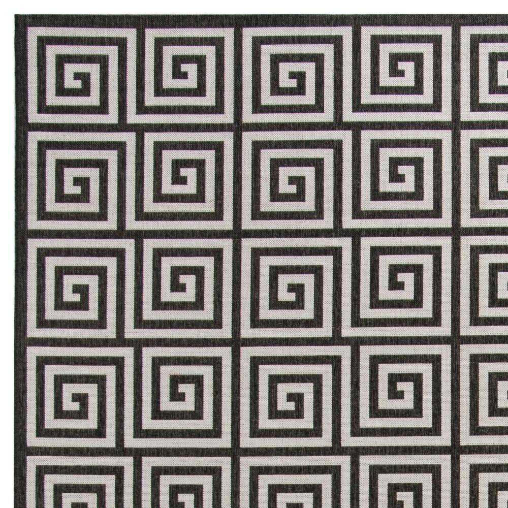Light Grey and Charcoal Geometric 8' x 10' Synthetic Area Rug