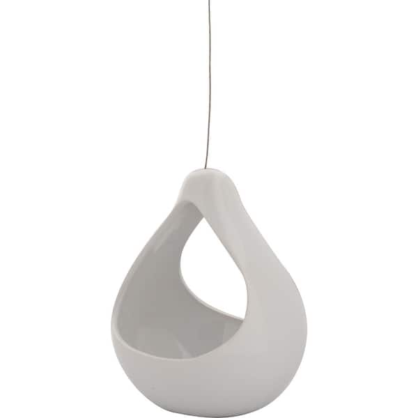 Pride Garden Products Live Green Nidos 4.25 in. White Ceramic Hanging Short Pear Planter