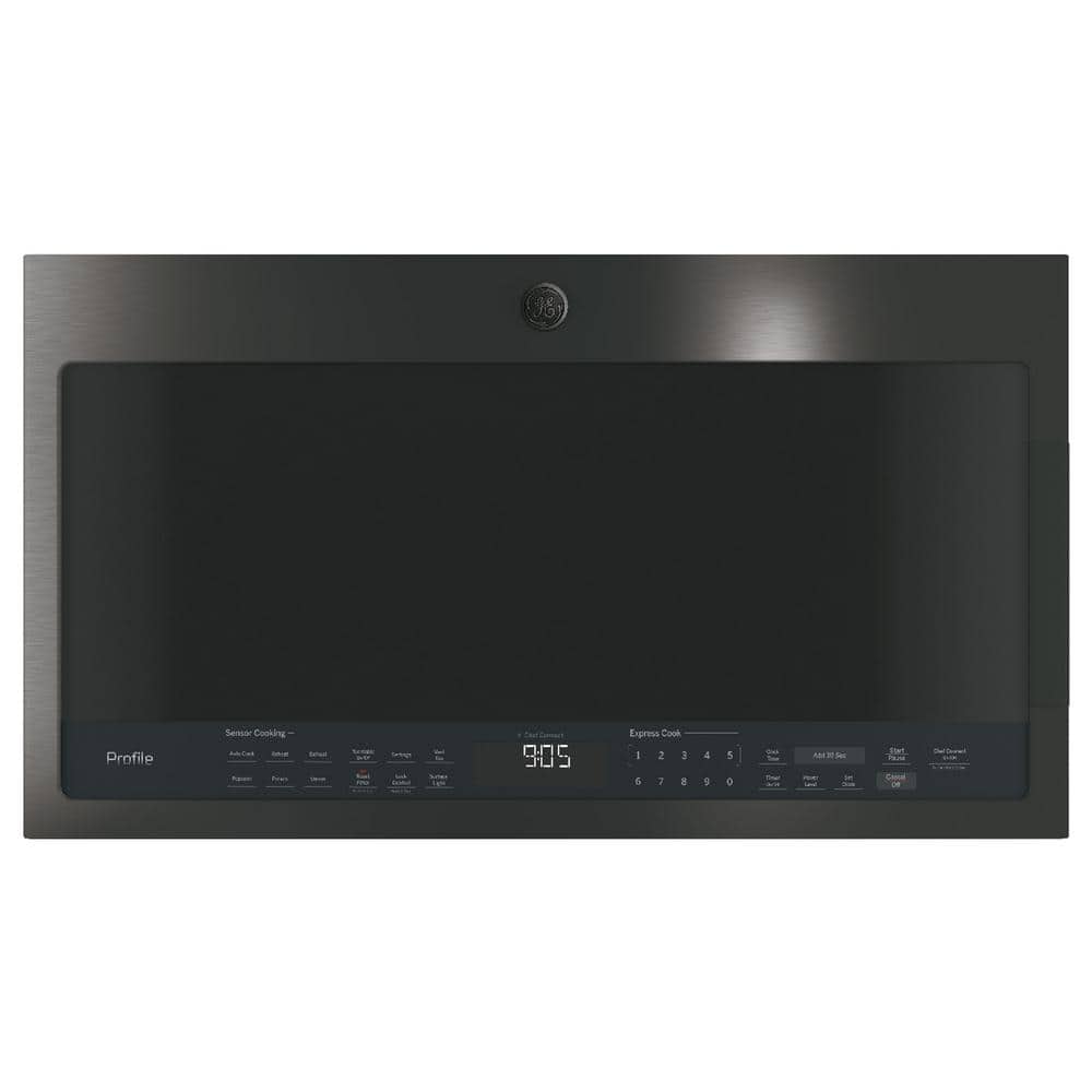 GE Profile Profile 2.1 cu. ft. Over the Range Microwave in Black Stainless Steel with Sensor Cooking, Fingerprint Resistant Black Stainless Steel