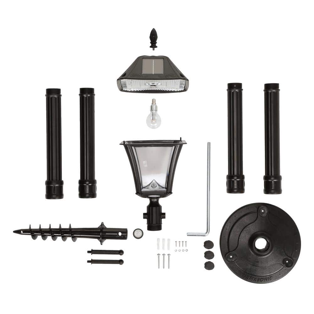 Baytown II Black Resin Solar Lamp Post with LED Light