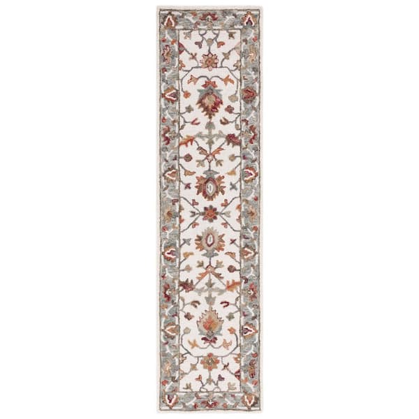 Aspen 2 ft. x 9 ft. Ivory/Gray Garden Border Runner Rug