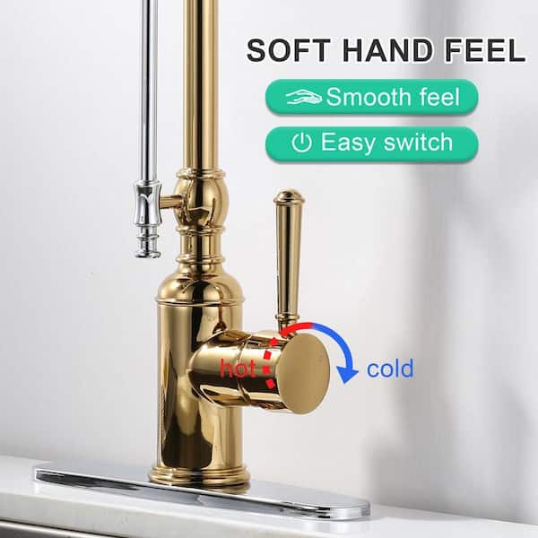 AVITAS Single Handle Pull Down Sprayer Kitchen Faucet Solid Brass