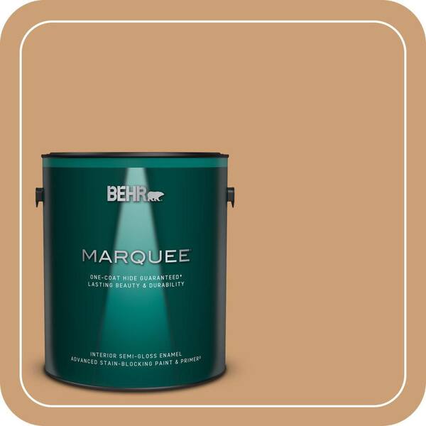 BEHR MARQUEE 1 gal. #ICC-62 Pumpkin Butter Semi-Gloss Enamel Interior Paint & Primer