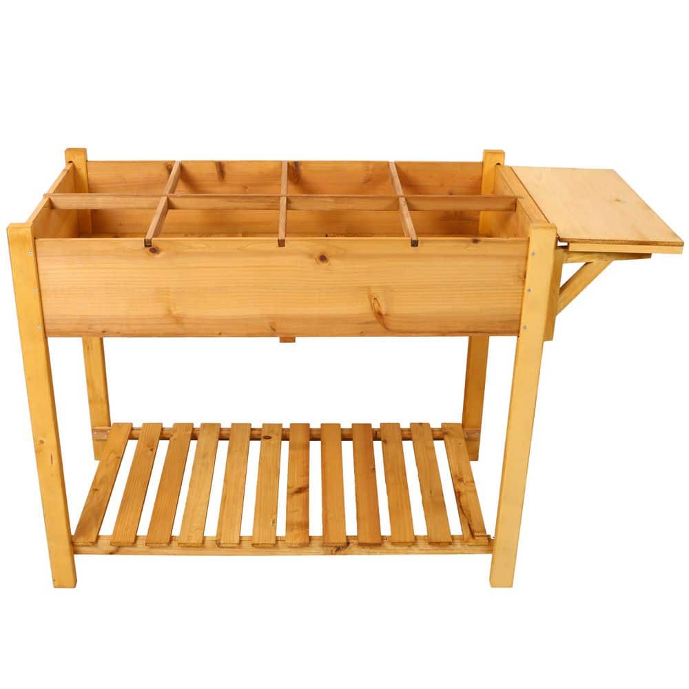 49 in. x 22 in. x 32 in. Raised Garden Bed, Wood Elevated Planter Box with 8 Grids Divider and Protective Liner, Brown price history on PriceWatchPro