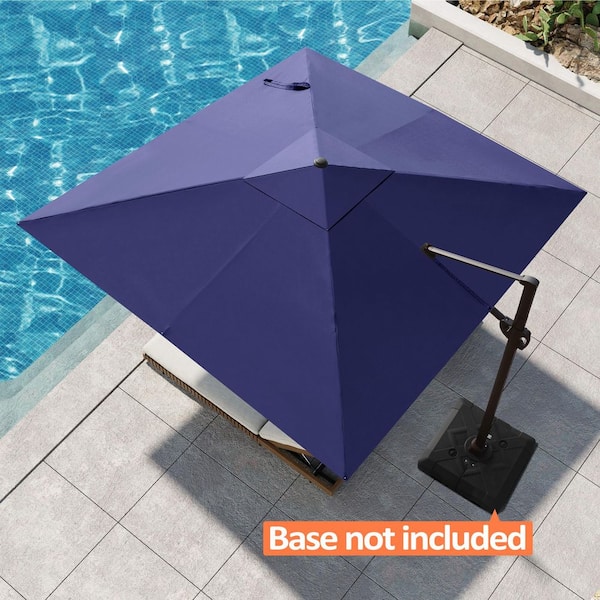 Pellebant 11 ft. x 11 ft. Square Aluminum Outdoor Heavy-Duty 360° Rotation Cantilever Patio Umbrella in Navy Blue