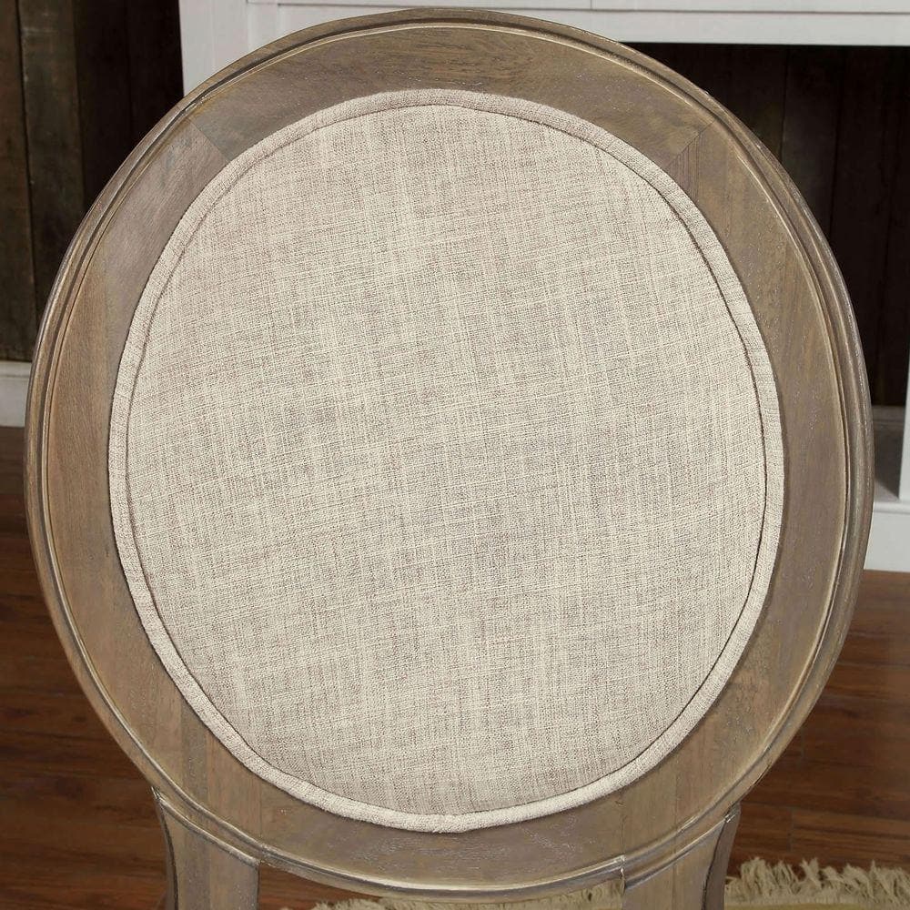Siobhan Rustic Dark Oak and Ivory Linen Side Chair