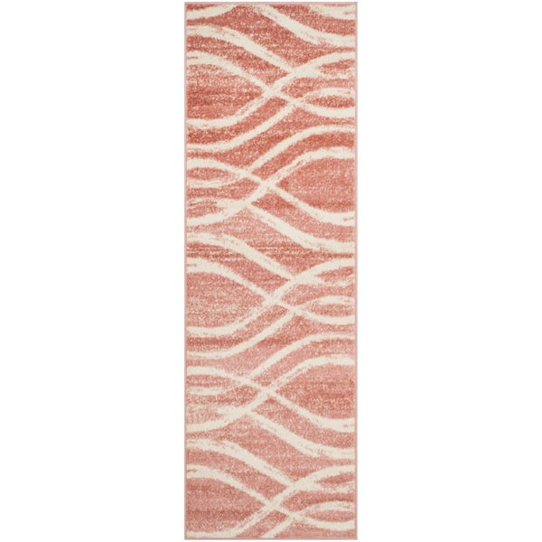 Adirondack Rose/Cream 3 ft. x 8 ft. Waves Runner Rug
