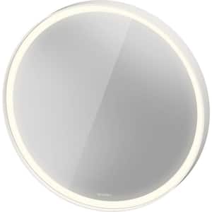 L-Cube 2.09 in. W x 27.5 in. H Round Frameless Wall Mount Bathroom Vanity Mirror in White Matte