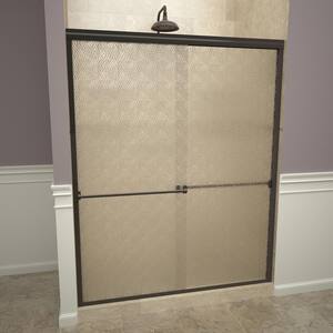 1000 Series 60 in. W x 70 in. H Semi-Frameless Sliding Shower Doors in Oil Rubbed Bronze with Towel Bar