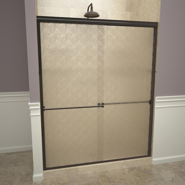 Redi Slide 1000 Series 60 in. W x 70 in. H Semi-Frameless Sliding Shower Doors in Oil Rubbed Bronze with Towel Bar