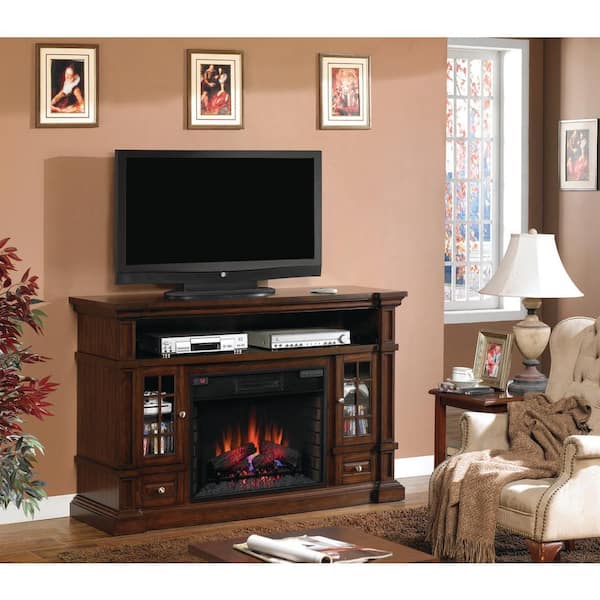 Classic Flame Belmont 60 in. Media Mantel Electric Fireplace in Caramel Oak