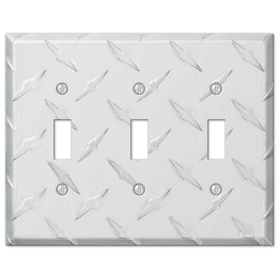 Diamond Plate 3 Gang Toggle Aluminum Wall Plate - Aluminum
