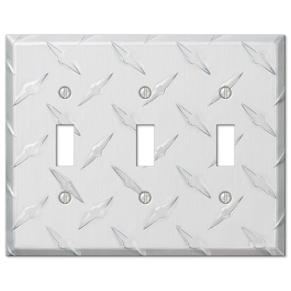 AMERELLE Diamond Plate 3 Gang Toggle Aluminum Wall Plate - Aluminum