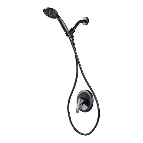 Single Handle 7-Spray Shower Faucet 1.8 GPM with Handheld Shower and High Pressure in Matte Black (Valve Included)
