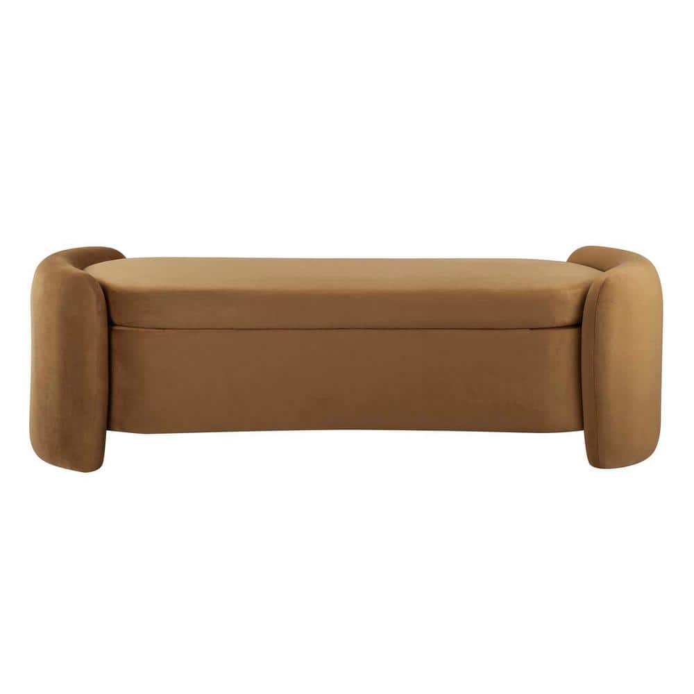 Nebula Cognac Performance Velvet 62" Storage Bench