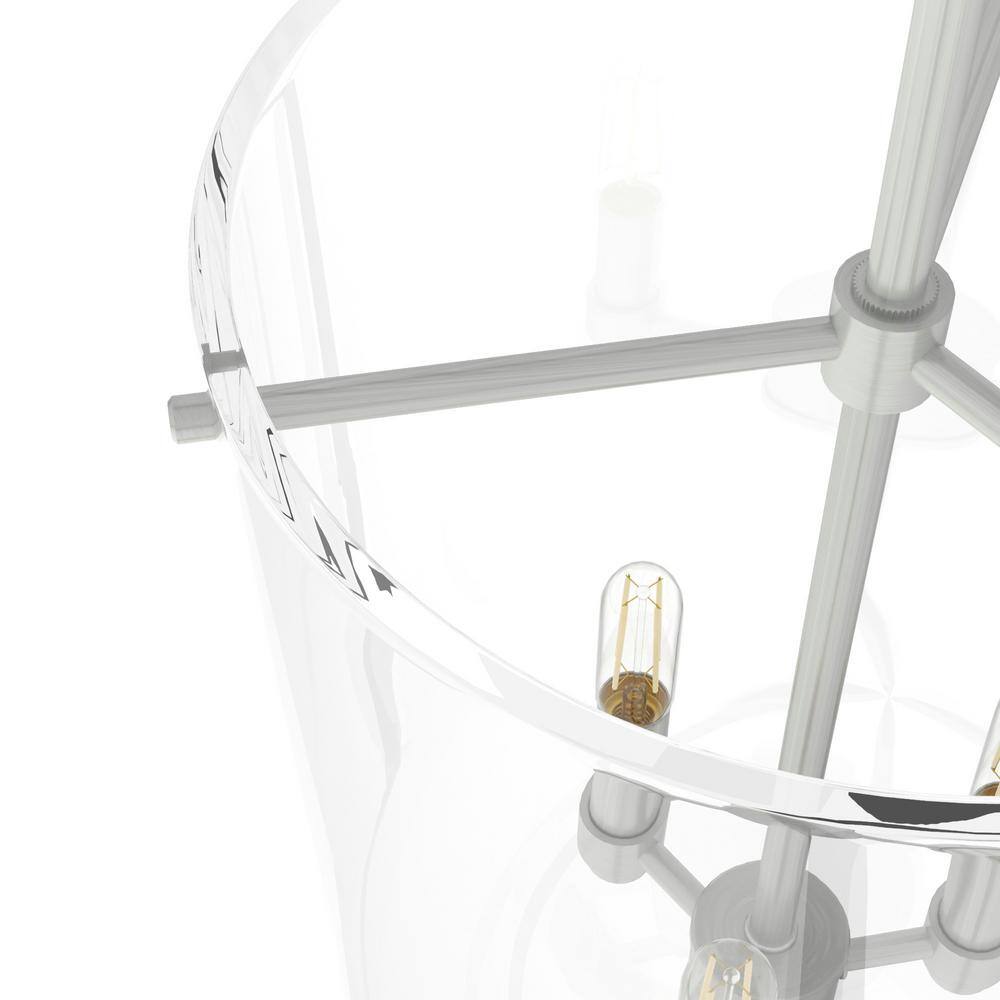 Sacha Brushed Nickel 16" Modern LED Pendant Light with Clear Glass
