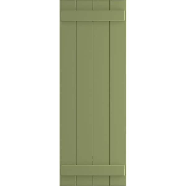 Ekena Millwork 21-1/2 in. x 26 in. True Fit PVC Four Board Joined Board and Batten Shutters Pair in Moss Green