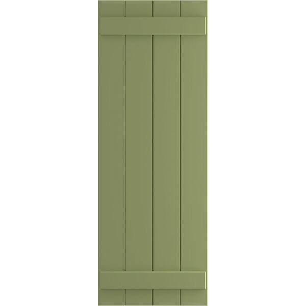Ekena Millwork 21-1/2 in. x 47 in. True Fit PVC Four Board Joined Board and Batten Shutters Pair in Moss Green