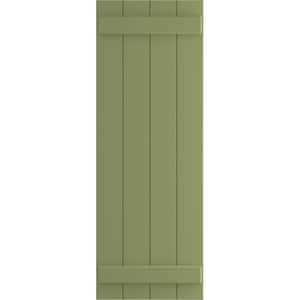 21-1/2 in. x 59 in. True Fit PVC 4- Board Joined Board and Batten Shutters Pair in Moss Green