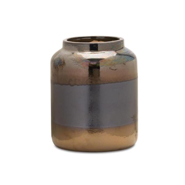 HomeRoots 8.5 in. Brown Terra Cotta Round Decorative Vase