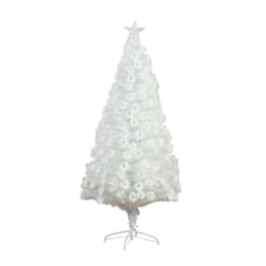 6 ft. Pre-Lit Fiber Optic White Artificial Christmas Tree with Star Tree Topper