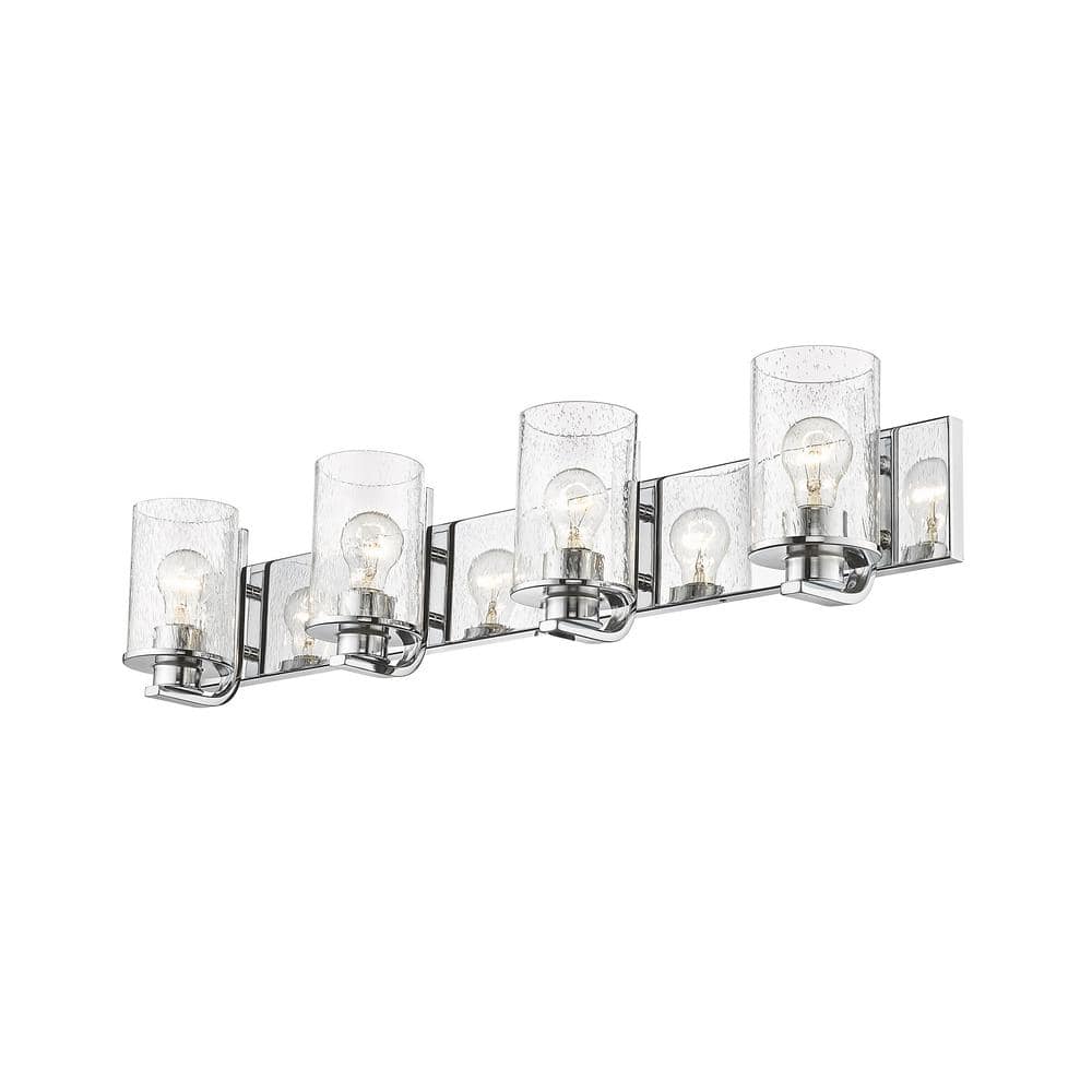 Beckett 34" Chrome 4-Light Vanity with Glass Shades