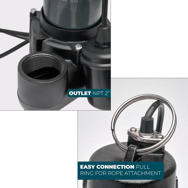 XtremepowerUS 1/2 HP 4861 GPH Cast Iron Submersible Sump Sewage 