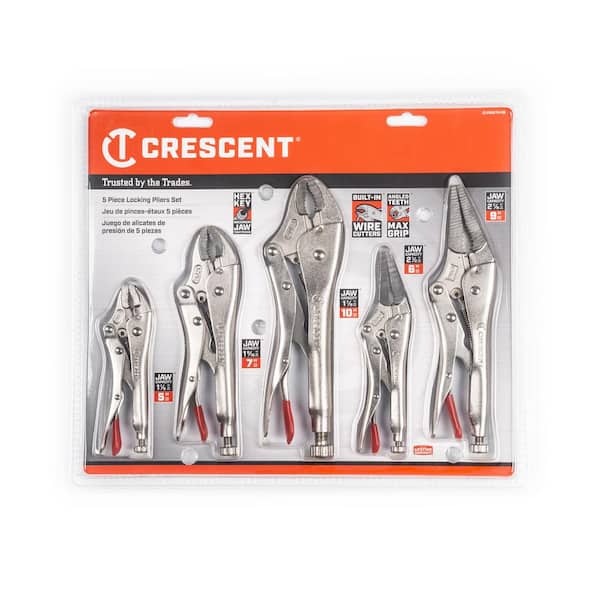 Crescent Mixed Locking Plier Set with Wire Cutter and Hex Ready Adjusting Screw (5-Piece)