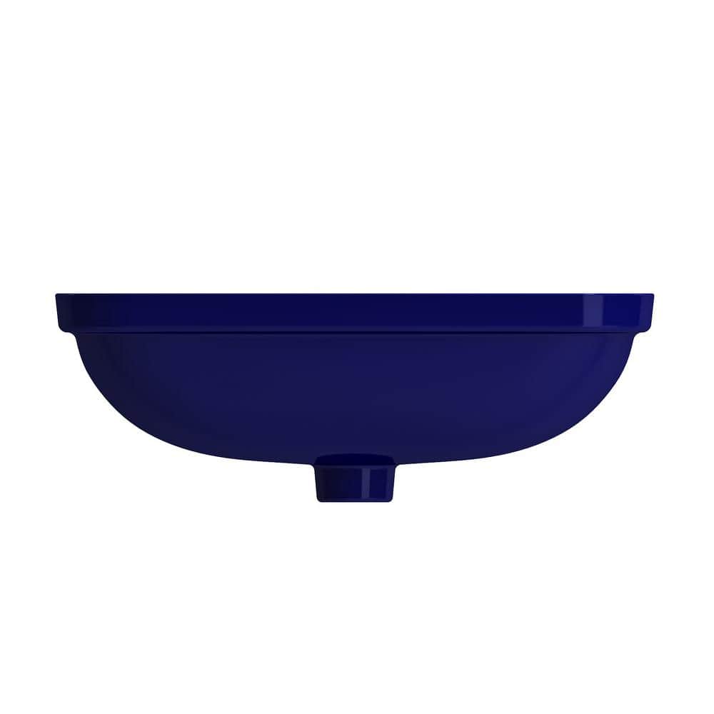 Sapphire Blue Ceramic Rectangular Undermount Bathroom Sink