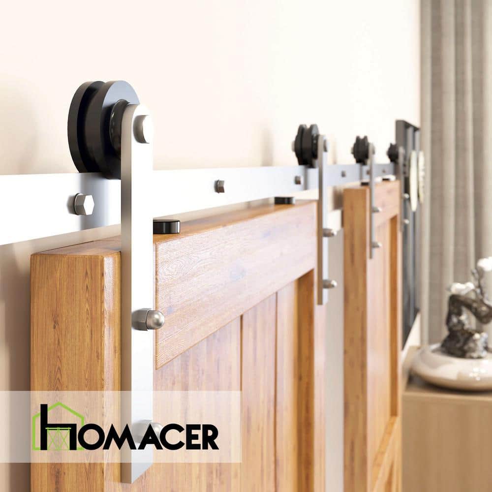 Brushed Nickel 4ft Sliding Barn Door Hardware Kit for Double Doors