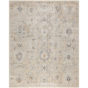Oushak Home Cream 9 ft. x 12 ft. Floral Traditional Area Rug
