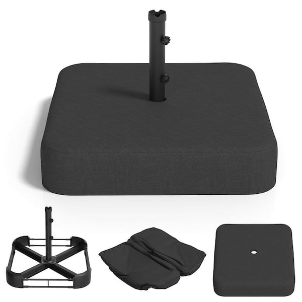 Patio Umbrella Base, 220 lbs Heavy Duty Sand Filled Weighted Umbrella Stand with 2 Sandbags in Black