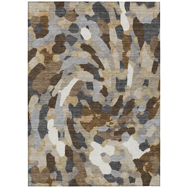 Chantille Machine Washable Indoor/Outdoor Abstract ACN3117 Chocolate 5 ft. x 7 ft. 6 in. Area Rug